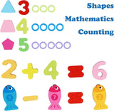 Kids Wooden Shape Puzzle Fishing Counting Game