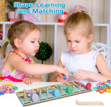 Kids Wooden Shape Puzzle Fishing Counting Game