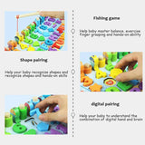 Kids Wooden Shape Puzzle Fishing Counting Game