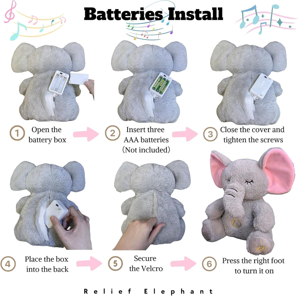 Breathing Relaxing Teddy Elephant with Calming Music, Lights