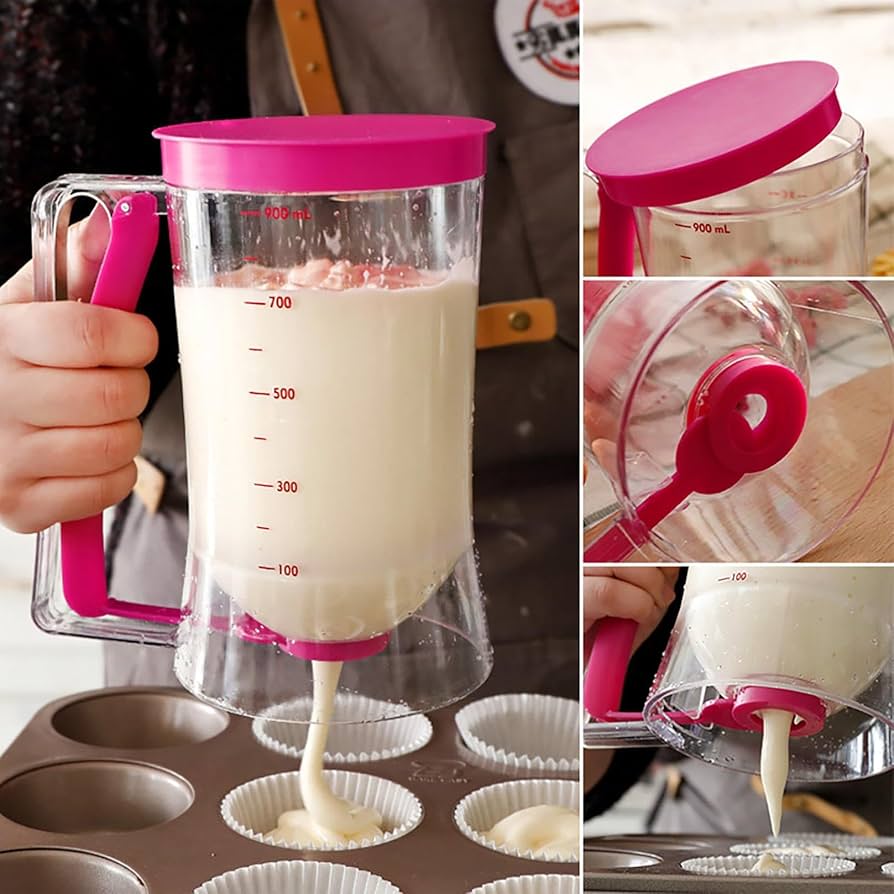 Batter Hand-held Funnel Dispenser for Pancakes, Waffles & Cupcakes