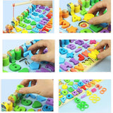 Kids Wooden Shape Puzzle Fishing Counting Game