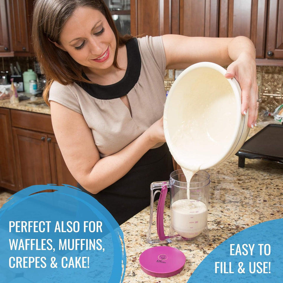 Batter Hand-held Funnel Dispenser for Pancakes, Waffles & Cupcakes