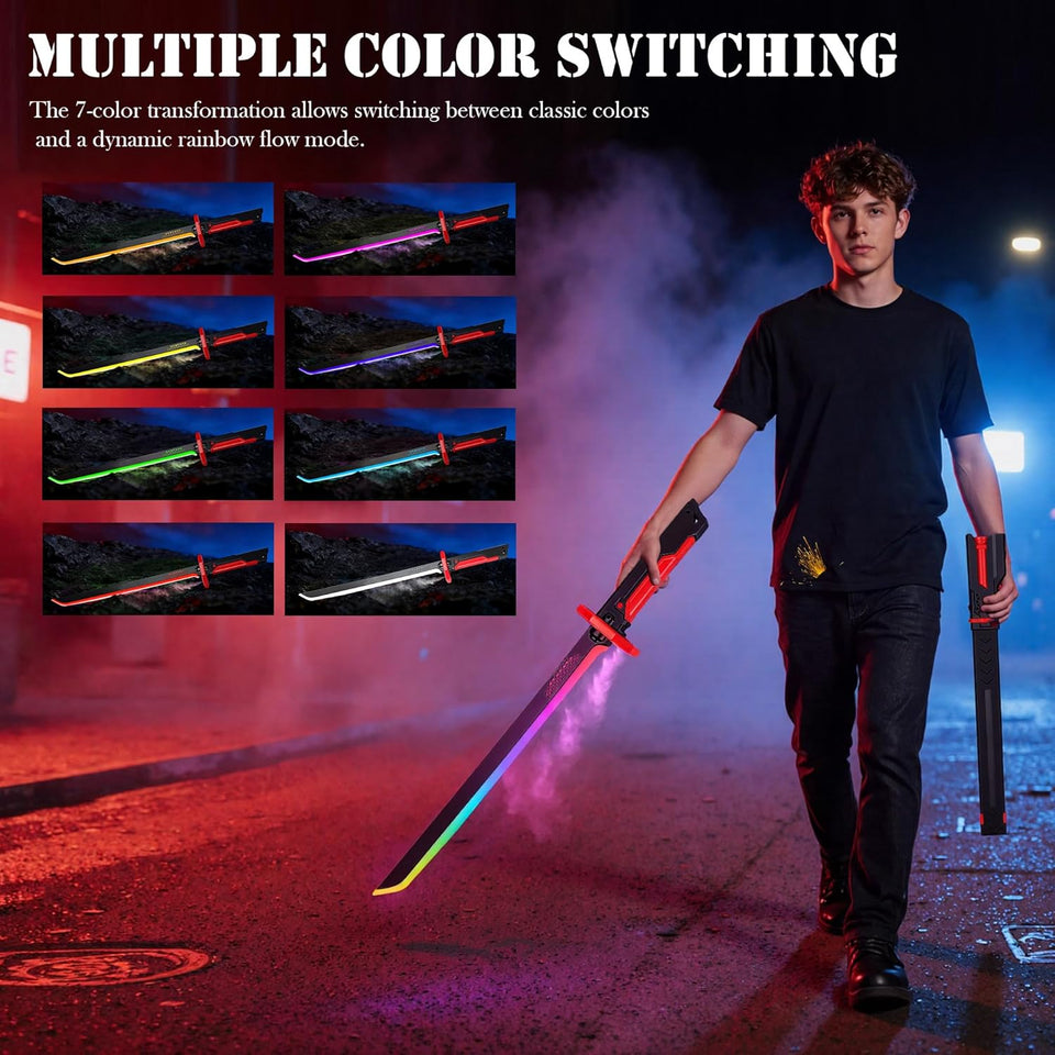 Cyberpunk Neon Electric Lightsaber Sword with Smoke Music (Toy)