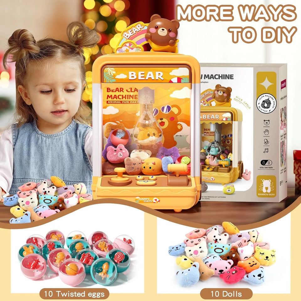 Tea Bear Claw Arcade Toy Machine with LED Lights & Sound (60-Second Challenge)