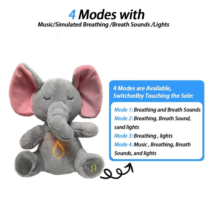 Breathing Relaxing Teddy Elephant with Calming Music, Lights