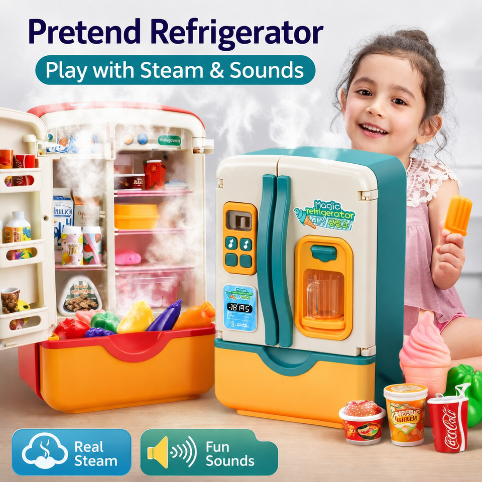 Mini Fridge Refrigerator Pretend Play - 39 pieces set