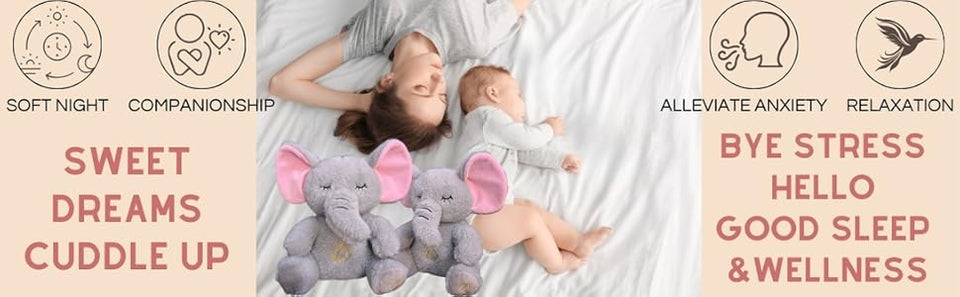 Breathing Relaxing Teddy Elephant with Calming Music, Lights