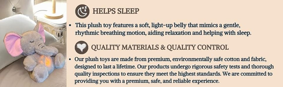 Breathing Relaxing Teddy Elephant with Calming Music, Lights