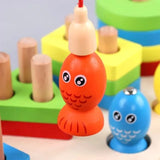 Four Column Geometric Shape Sorter with Magnetic Fishing Game