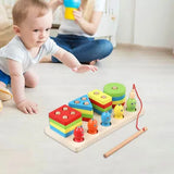 Four Column Geometric Shape Sorter with Magnetic Fishing Game